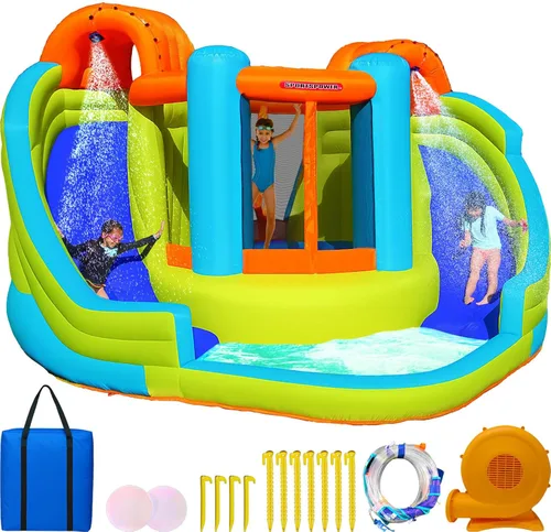 Tobogán rígido de agua inflable de Sportspower., Double Slide