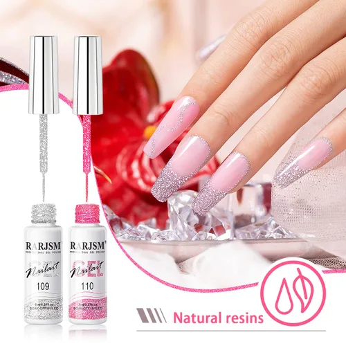 Miniatura 5 de RARJSM Gel Liner - Esmalte de uñas de gel reflectante con purpurina para arte de uñas, pincel fino, plateado, neón, rosa intenso, pintura