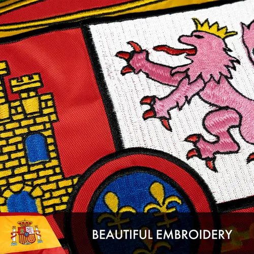 Miniatura 4 de G128 Bandera de España 3 x 5 pies Serie ToughWeave doble cara bordado de poliéster 210D Bandera de país, diseño bordado, interior y exterior