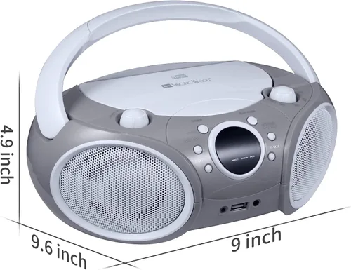 Miniatura 4 de SINGING WOOD 030BTL CD/CD-R/CD-RW Boombox Portátil/w Bluetooth, USB, radio AM/FM, entrada AUX, conector para auriculares, asa de transporte plegable