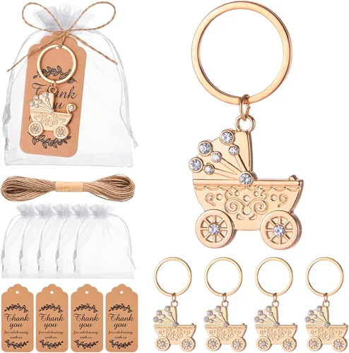 50 llaveros con forma de carro de bebé para baby boy o chica, decoración de fiesta de revelación de género, premios de juegos, regalos, decoración,