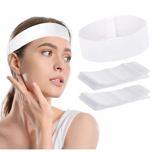 100 diademas faciales desechables para mujeres, envueltas individualmente, elásticas, para maquillaje, para tratamientos faciales, cuidado de la