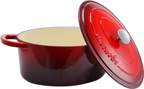 Miniatura 3 de Crock Pot olla para horno holandés de hierro fundido artesanal de 7 cuartos de galón, Rojo escarlata