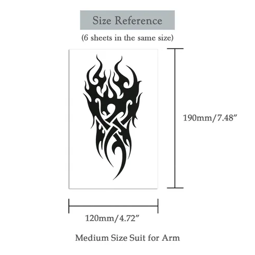 Miniatura 3 de 6 hojas impermeables brazo cuerpo arte temporal tatuaje pegatinas hombres negro lobo cruz tribal tótem cuerpo arte TBS-12