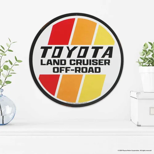 Miniatura 5 de Letrero redondo de metal para Toyota Land Cruiser Off-Road – Letrero retro de Toyota para garaje, tienda o cueva de hombre