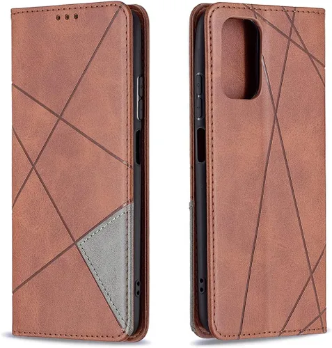Miniatura 9 de Funda con tapa para Xiaomi Redmi Note 10 4G/Note 10S, patrón de rombos de cuero de primera calidad, función atril, cierre magnético, color azul