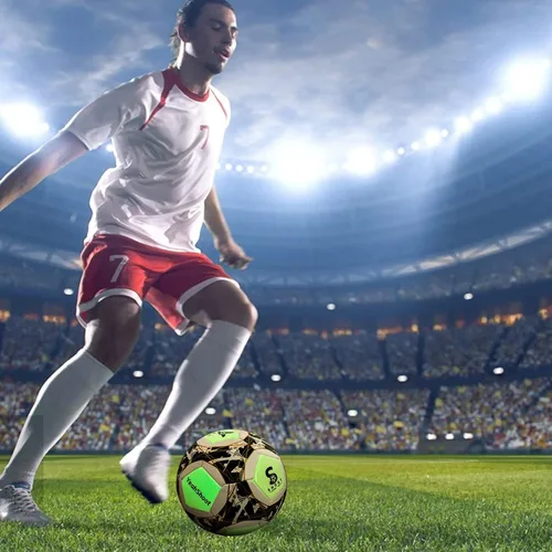 Miniatura 6 de Balón de fútbol holográfico tamaño 5, fútbol reflectante, bola de fútbol que brilla en la oscuridad, pelota de fútbol de cuero compuesto reflectante