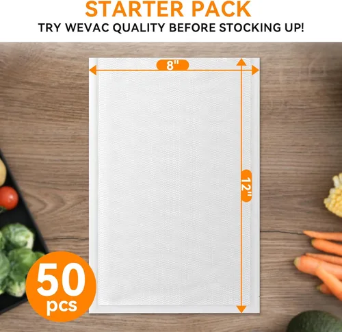 Miniatura 2 de Wevac Bolsas selladoras al vacío, 50 unidades (8 x 12 pulgadas), bolsas de almacenamiento de alimentos sin BPA, resistentes a pinchazos, seguras