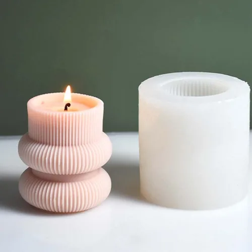 Miniatura 3 de Molde de silicona para velas a rayas de barril Molde de jabón para velas de pilar geométrico, molde de fondant, molde para hornear pastel