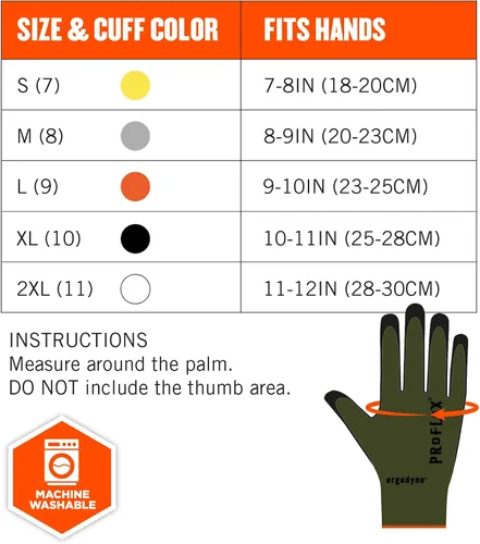 Miniatura 6 de Ergodyne ProFlex 7042 Guantes de trabajo resistentes a los cortes, ANSI A4, resistentes al contacto con el calor, palmas recubiertas de nitrilo