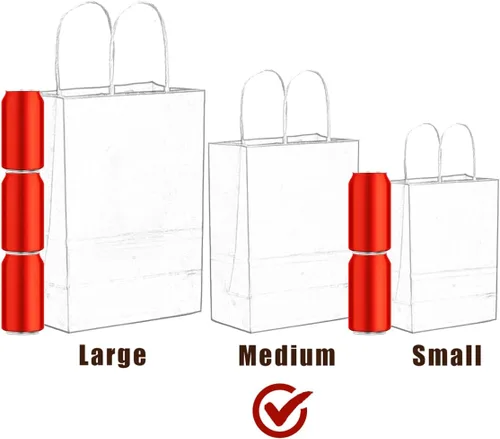 Miniatura 3 de qiqee 100 bolsas de regalo de papel de tamaño mediano con asas a granel de 7.6 x 4.75 x 10.5 pulgadas, bolsas de regalo marrones para múltiples usos