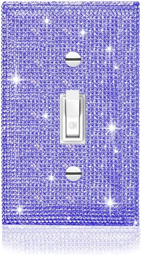 Miniatura 25 de 1 pieza Cubiertas de enchufe brillantes con diamantes de imitación, placas de pared para cubrir interruptores de luz, placa decorativa de imitación