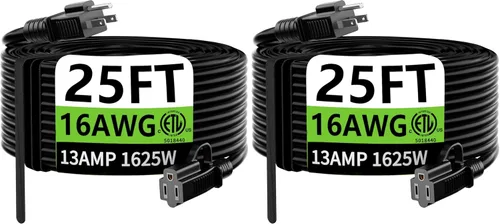 Miniatura 36 de HUANCHAIN Cable de extensión para interiores y exteriores, 50 pies, impermeable, calibre 16/3, flexible, resistente, cable de extensión para Amarillo