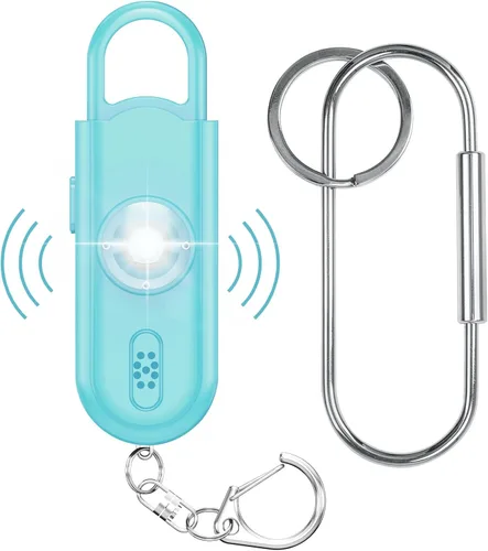 Miniatura 14 de Llavero de alarma de seguridad personal para mujeres, 2 unidades, sirena fuerte de 130 dB con luz estroboscópica SOS, linterna, altavoces dobles