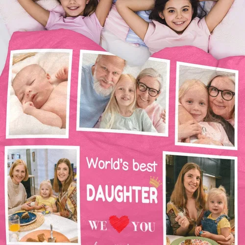 Miniatura 3 de Regalos para hija, mantas personalizadas con fotos, mejor manta para hija, manta personalizada con foto de niños, mantas personalizadas con collage