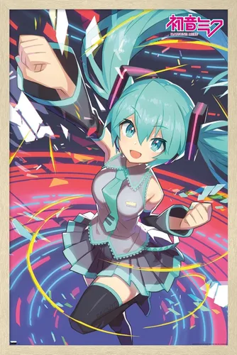 Miniatura 7 de Hatsune Miku - Póster de pared con puño, 22.4 pulgadas de largo x 14.7 pulgadas de ancho, versión enmarcada de madera de granero