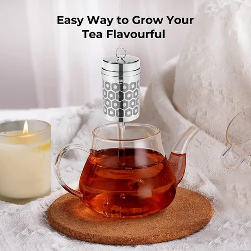 Miniatura 8 de Paquete de 2 coladores de té Reinmoson para té suelto, infusor de té de malla extrafina, acero inoxidable 304 y tapa roscada delgada actualizada, té