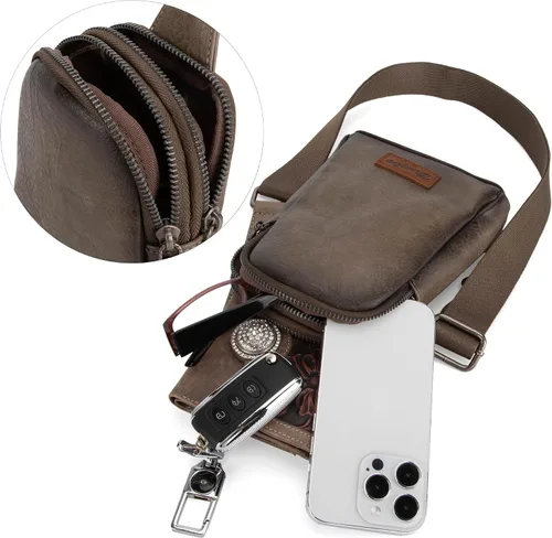Miniatura 4 de Wrangler Bolso bandolera para mujer con correa desmontable, gris claro (A-Light Gray)