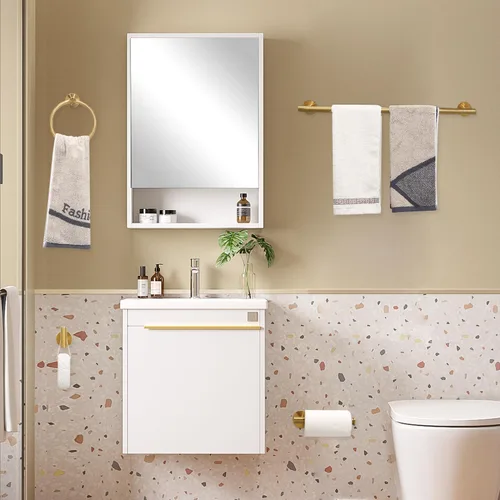 Miniatura 6 de El juego de 4 piezas de accesorios de baño de acero inoxidable dorado cepillado incluye anillo para toalla de mano, soporte para papel higiénico y 2