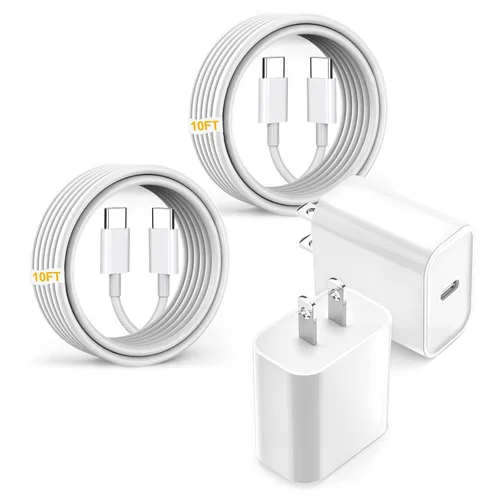 Cargador rápido para iPad, paquete de 2 bloques de carga adaptadores de enchufe de pared USB C y cable USB C a C de 3m para iPad Pro 13 (M4)/iPad