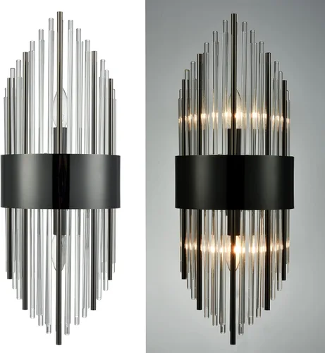 Miniatura 7 de SAMTEEN Moderno apliques de pared de cristal de 2 luces, juego de dos lámparas de pared de vidrio negro para baño, apliques de cristal de lujo