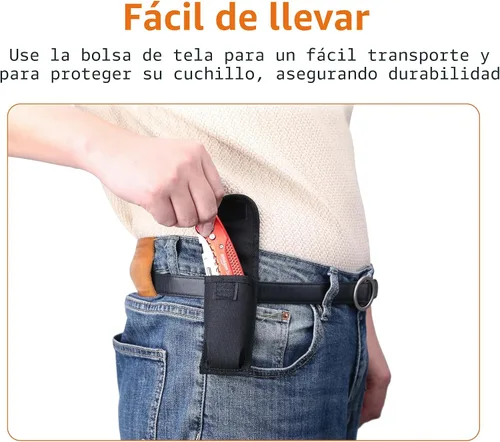 Miniatura 5 de Amazon Basics Cuchillo utilitario plegable, cuerpo de aluminio ligero, rojo