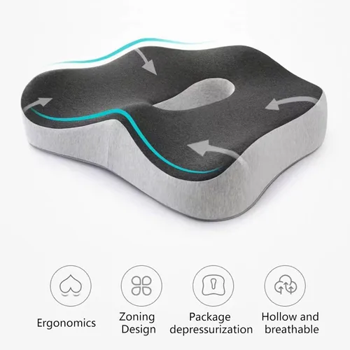 Miniatura 8 de Cojín de asiento de espuma viscoelástica, cojines ergonómicos de espuma viscoelástica grandes, para silla de oficina, asientos de automóvil, avión