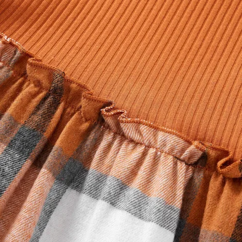 Miniatura 3 de Ropa para niña pequeña, vestido de otoño e invierno, vestido de franela a cuadros, vestido de fiesta con lazo para niñas con diadema