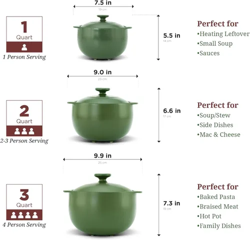 Miniatura 6 de MINH LONG - Horno holandés de porcelana de 1 cuarto de galón con tapa, sin plomo ni cadmio, apto para horno hasta 482 °F, retención de calor, olla