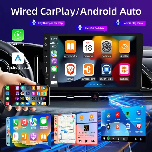 Miniatura 2 de Estéreo de coche de 9 pulgadas con pantalla táctil de un solo DIN compatible con Apple Carplay y Android Auto, radio de coche Bluetooth con cámara