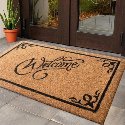 Miniatura 26 de LuxUrux Alfombra de Fibra de Coco de Bienvenida - Respaldo Extra Resistente, 17'' x 30'' Alfombra Natural para Puerta - Fácil de Limpiar, Hermoso