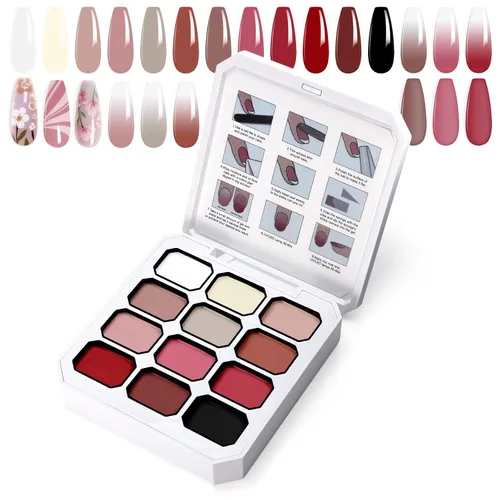 Miniatura 19 de Gel de Pintura con Degradado, 12 Colores Brillantes de Esmalte de Uñas en Gel Ombré para Uñas con Pigmento Pat Aura, Manicura Francesa DIY, Arte