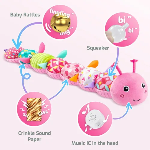 Miniatura 3 de Sumobaby juguetes musicales de peluche para bebés de 0-3-6-12 meses, juguetes multisensoriales con crujido y sonajeros, juguetes para tiempo boca