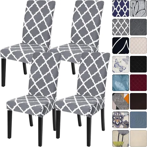 Miniatura 70 de SearchI Juego de 4 fundas para sillas de comedor, elásticas con estampado floral, fundas deslizables para sillas Parsons de spandex, removibles