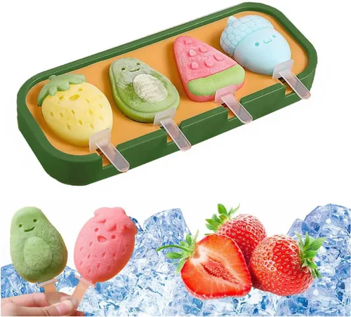 Moldes de mini paletas reutilizables para niños y bebés, moldes reutilizables para paletas lindas de frutas y animales, moldes de silicona sin BPA,