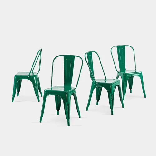 Miniatura 20 de AC Pacific Sillas de comedor de metal industrial de 18 pulgadas de altura, asiento apilable de cocina o bar, diseño moderno y duradero, muebles