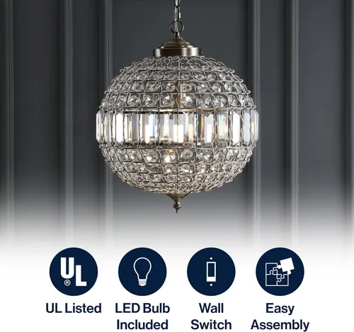 Miniatura 4 de JONATHAN Y JYL6110B Georgina - Candelabro colgante LED de cristal/metal, glamuroso, contemporáneo, transicional, regulable, comedor, sala de estar