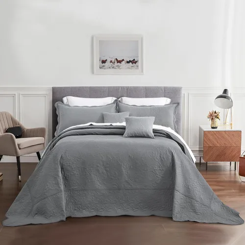 Miniatura 13 de Colcha extragrande King de 128 x 120 pulgadas, extra ancha, diseño de patrón paisley, funda de cama ligera, reversible, 5 piezas, 100% microfibra, 1