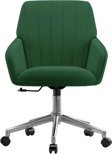 Miniatura 19 de Silla de escritorio de terciopelo con rayas para oficina en casa, silla tapizada moderna con altura ajustable y giro de 360°, con ruedas, silla