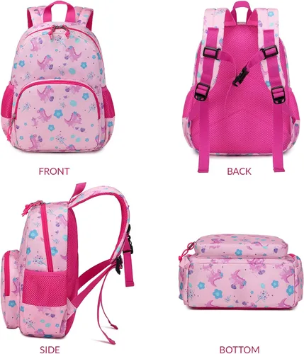 Miniatura 4 de Ryushoyo Mochila infantil para niños y niñas, mochila para niños y niñas, para jardín de infantes, 2 tamaños con correa para el pecho, Dinosaurio