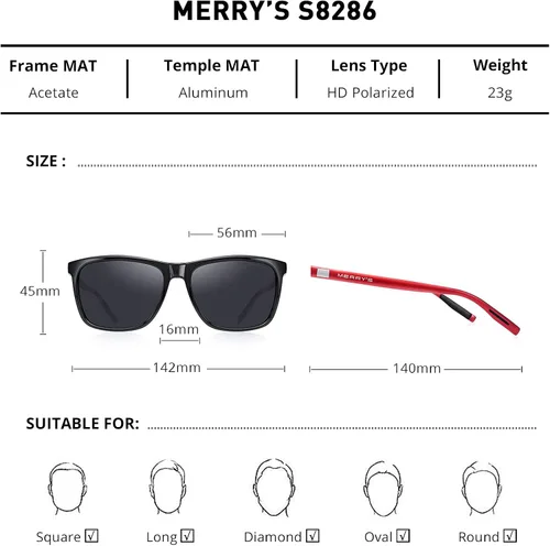 Miniatura 2 de MERRYS Gafas de sol polarizadas para mujer de aluminio para conducir rectangulares para hombres y mujeres