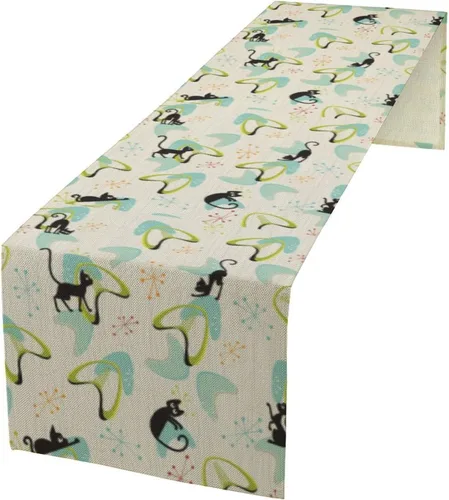 Miniatura 28 de Camino de mesa con estampado de piel de vaca, lino y algodón, rústico, estilo occidental, color negro, marrón, piel de vaca, para decoración