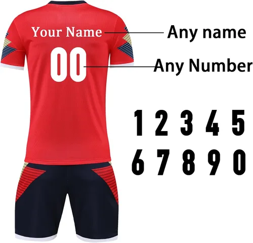 Miniatura 9 de Camiseta de fútbol personalizada para hombres y mujeres, uniformes de fútbol personalizados para niños/adultos con nombre y logotipo del