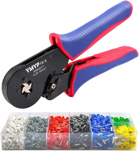Miniatura 7 de Herramienta de prensado de virola AWG 23-7, crimpadora cuadrada para terminales de manguitos finales - Herramienta de trinquete autoajustable