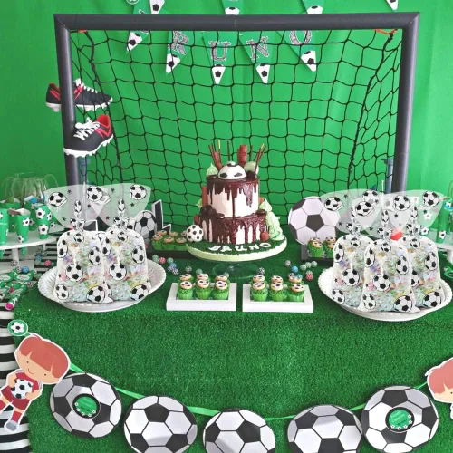 Miniatura 5 de 100 bolsas de golosinas de fútbol, bolsas de golosinas de fútbol, bolsas transparentes para violonchelo con lazos giratorios plateados, suministros