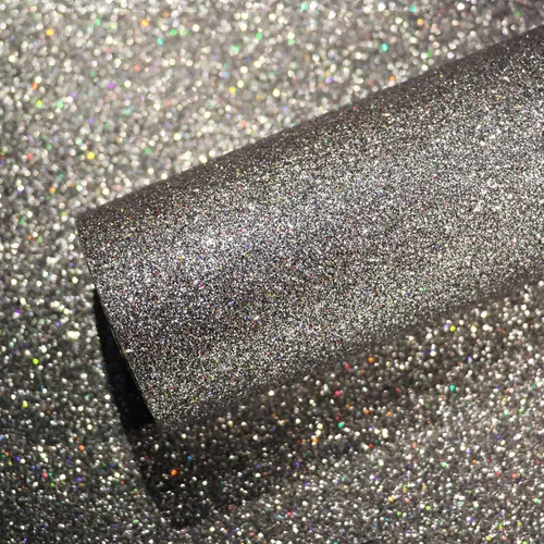 VEELIKE Papel tapiz holográfico color carbón con purpurina de 15.7 x 118 pulgadas, para pegar y despegar, papel de contacto con purpurina extraíble