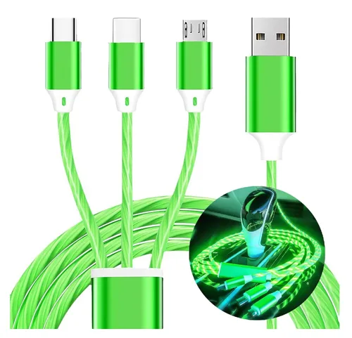 Miniatura 8 de Cable de carga 3 en 1, cable de carga LED múltiple, cable de carga iluminado, cable USB 3A, compatible con la mayoría de teléfonos inteligentes