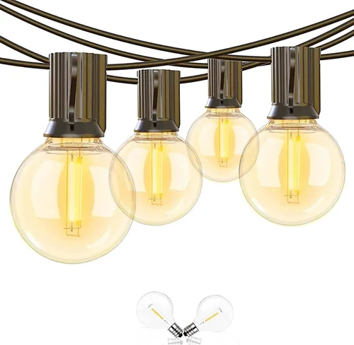 Miniatura 13 de Abeja - Cadena de luces para exteriores, de 25 pies con bombillas LED G40 tipo globo con 27 bombillas de plástico Edison (2 de repuesto), luces