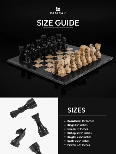 Miniatura 6 de Radicaln Juego de ajedrez de mármol de 15 pulgadas, blanco y negro con caja de almacenamiento, juegos de mesa clásicos hechos a mano para adultos