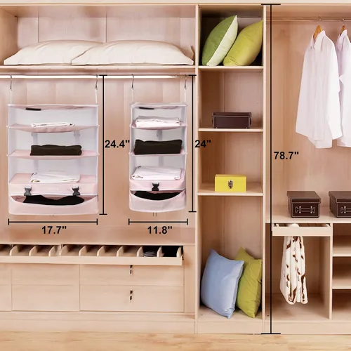 Miniatura 16 de TABITORA - Estantería portátil y plegable de gran capacidad con ganchos para colgar, ideal como almacenamiento para viajes